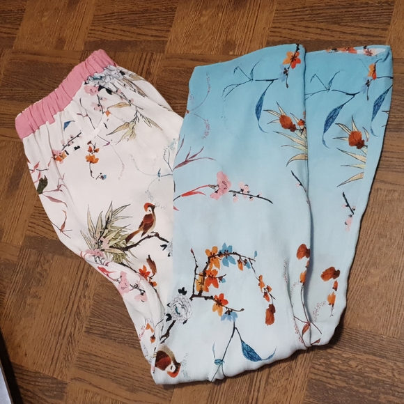 Zara Woman's pink white blue floral Pants Size S - Picture 2 of 12